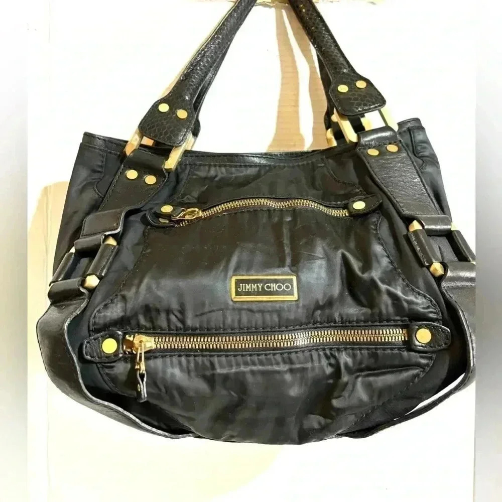 Jimmy Choo black nylon handle bag